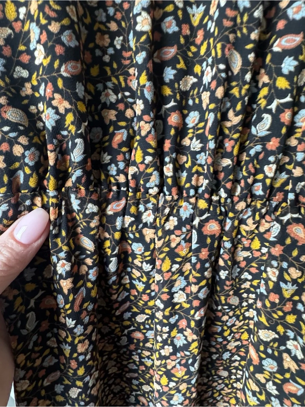 MADEWELL Georgette Smocked-Neck Midi Dress Folktale Paisley XXS XS‎